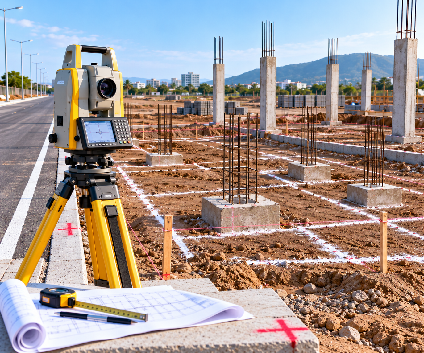 Footing Column Marking using Total Station